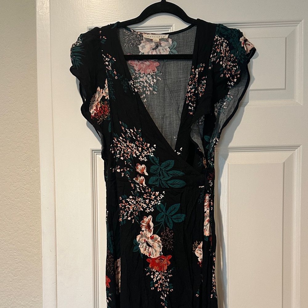 Lovestitch Black Floral Midi Dress